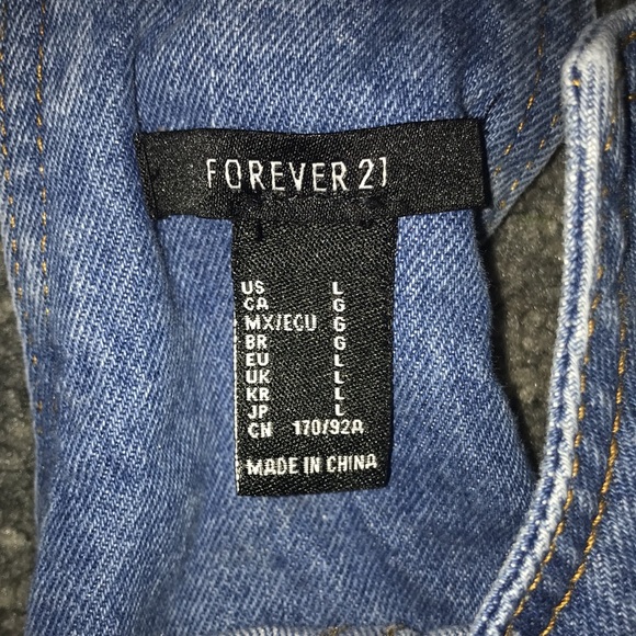 A forever 21-size (L)- Denim Jean dress w/pockets - Picture 3 of 3